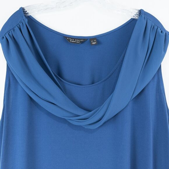 Susan Graver Everyday Liquid Knit Sleeveless Top Two Way Cowl Womens 4X Blue - Picture 5 of 13